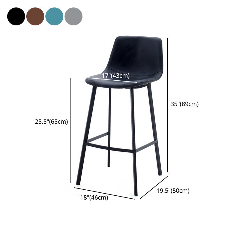 Contemporary Design Leather Counter Stool Low Back Armless Stools with Metal Base Clearhalo 'Bar Furniture' 'Bar Stools' 'bar_stools' 'furn' 'furn_bar_stools' 'Furniture' 'furniture_bar_stools' 'Kitchen & Dining Furniture' 4769264