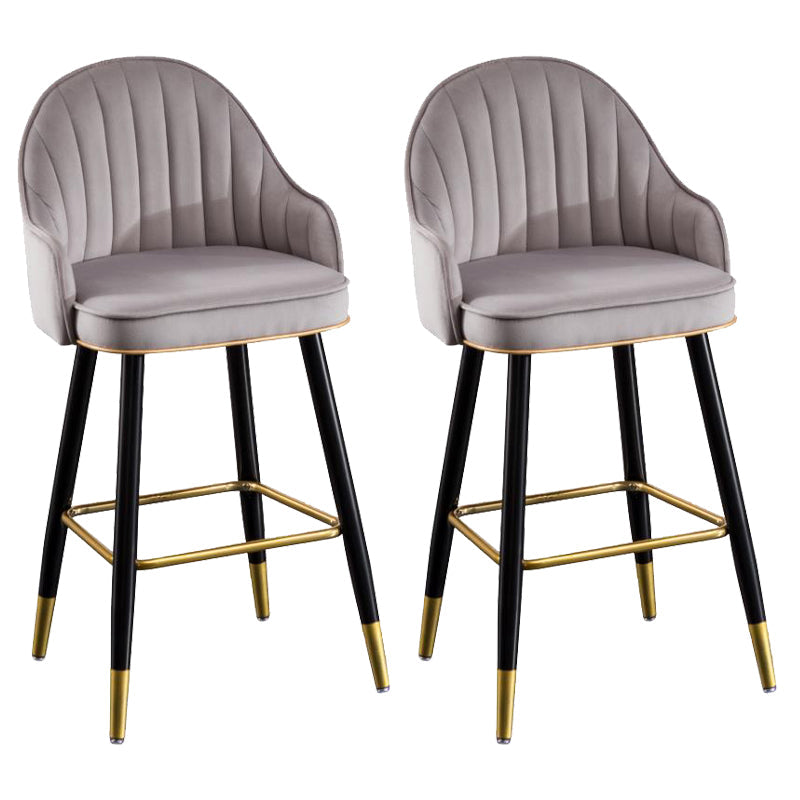 Metal Contemporary Dining Room Arm Stool Kitchen Low Back Bar Stool Light Gray 2 Piece Set Clearhalo 'Bar Furniture' 'Bar Stools' 'bar_stools' 'furn' 'furn_bar_stools' 'Furniture' 'furniture_bar_stools' 'Kitchen & Dining Furniture' 4769272