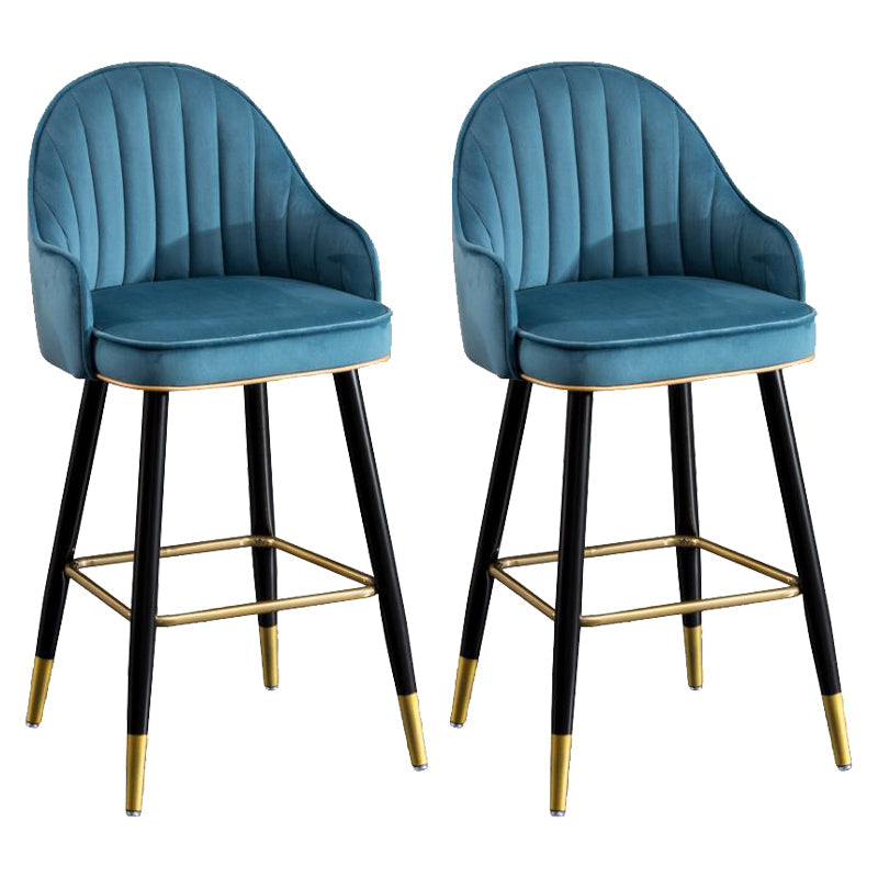 Metal Contemporary Dining Room Arm Stool Kitchen Low Back Bar Stool Blue 2 Piece Set Clearhalo 'Bar Furniture' 'Bar Stools' 'bar_stools' 'furn' 'furn_bar_stools' 'Furniture' 'furniture_bar_stools' 'Kitchen & Dining Furniture' 4769277