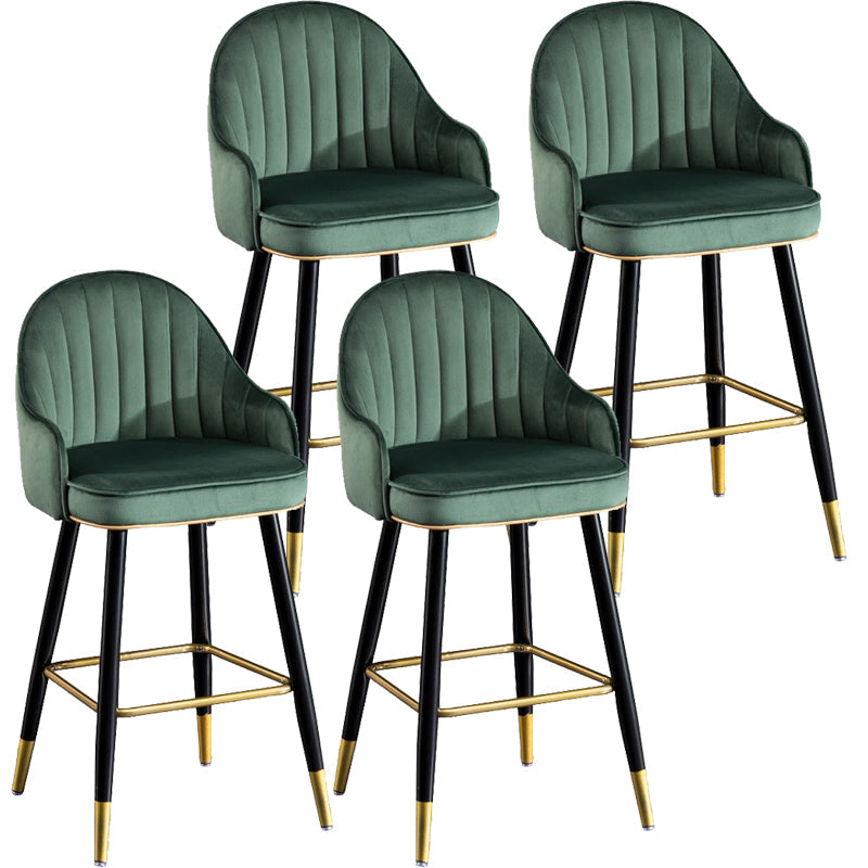 Metal Contemporary Dining Room Arm Stool Kitchen Low Back Bar Stool Peacock Green 4 Piece Set Clearhalo 'Bar Furniture' 'Bar Stools' 'bar_stools' 'furn' 'furn_bar_stools' 'Furniture' 'furniture_bar_stools' 'Kitchen & Dining Furniture' 4769285
