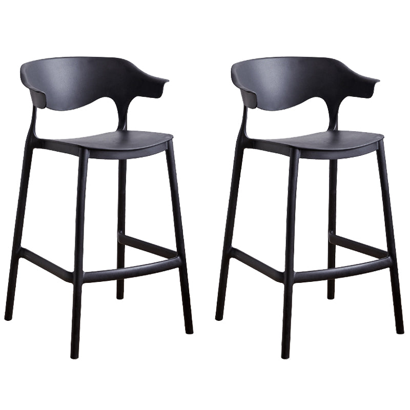 Plastic Contemporary Kitchen Dining Room Arm Stool Low Back Bar Stool Black Set of 2 Counter Stool(26"H) Clearhalo 'Bar Furniture' 'Bar Stools' 'bar_stools' 'Furniture' 'furniture_bar_stools' 'Kitchen & Dining Furniture' 4769313