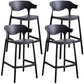 Plastic Contemporary Kitchen Dining Room Arm Stool Low Back Bar Stool Black Set of 4 Counter Stool(26"H) Clearhalo 'Bar Furniture' 'Bar Stools' 'bar_stools' 'Furniture' 'furniture_bar_stools' 'Kitchen & Dining Furniture' 4769315