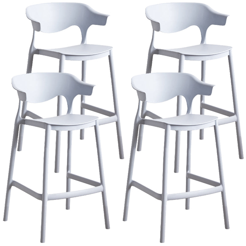 Plastic Contemporary Kitchen Dining Room Arm Stool Low Back Bar Stool Light Gray Set of 4 Counter Stool(26"H) Clearhalo 'Bar Furniture' 'Bar Stools' 'bar_stools' 'Furniture' 'furniture_bar_stools' 'Kitchen & Dining Furniture' 4769321