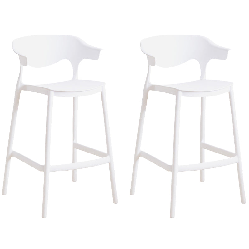 Plastic Contemporary Kitchen Dining Room Arm Stool Low Back Bar Stool White Set of 2 Counter Stool(26"H) Clearhalo 'Bar Furniture' 'Bar Stools' 'bar_stools' 'Furniture' 'furniture_bar_stools' 'Kitchen & Dining Furniture' 4769324