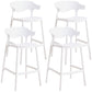 Plastic Contemporary Kitchen Dining Room Arm Stool Low Back Bar Stool White Set of 4 Counter Stool(26"H) Clearhalo 'Bar Furniture' 'Bar Stools' 'bar_stools' 'Furniture' 'furniture_bar_stools' 'Kitchen & Dining Furniture' 4769326
