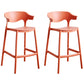 Plastic Contemporary Kitchen Dining Room Arm Stool Low Back Bar Stool Red Set of 2 Counter Stool(26"H) Clearhalo 'Bar Furniture' 'Bar Stools' 'bar_stools' 'Furniture' 'furniture_bar_stools' 'Kitchen & Dining Furniture' 4769330