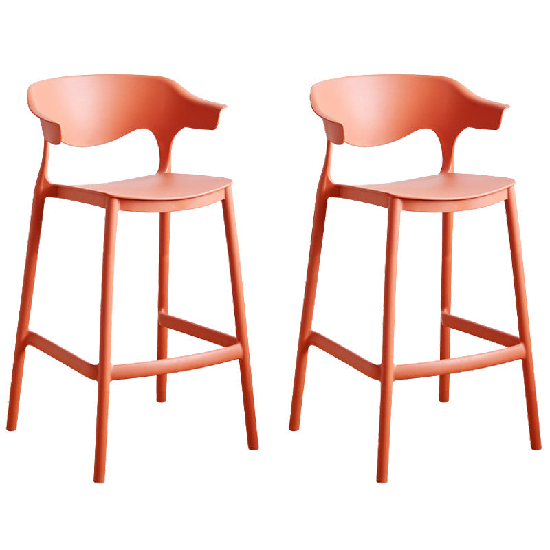 Plastic Contemporary Kitchen Dining Room Arm Stool Low Back Bar Stool Red Set of 2 Counter Stool(26"H) Clearhalo 'Bar Furniture' 'Bar Stools' 'bar_stools' 'Furniture' 'furniture_bar_stools' 'Kitchen & Dining Furniture' 4769330