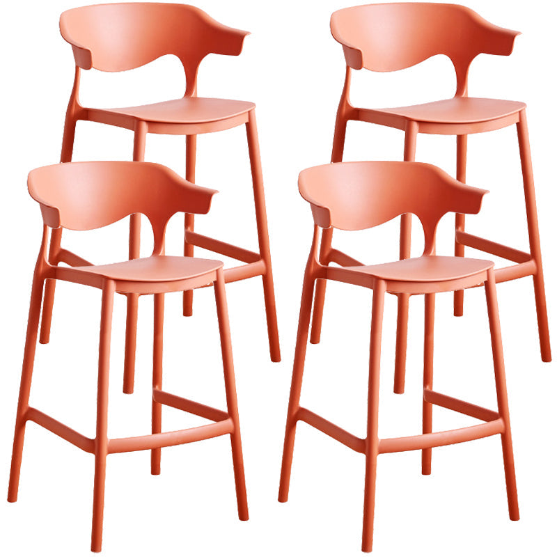 Plastic Contemporary Kitchen Dining Room Arm Stool Low Back Bar Stool Red Set of 4 Counter Stool(26"H) Clearhalo 'Bar Furniture' 'Bar Stools' 'bar_stools' 'Furniture' 'furniture_bar_stools' 'Kitchen & Dining Furniture' 4769332