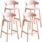 Plastic Contemporary Kitchen Dining Room Arm Stool Low Back Bar Stool Pink Set of 4 Counter Stool(26"H) Clearhalo 'Bar Furniture' 'Bar Stools' 'bar_stools' 'Furniture' 'furniture_bar_stools' 'Kitchen & Dining Furniture' 4769337