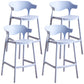 Plastic Contemporary Kitchen Dining Room Arm Stool Low Back Bar Stool Light Blue Set of 4 Counter Stool(26"H) Clearhalo 'Bar Furniture' 'Bar Stools' 'bar_stools' 'Furniture' 'furniture_bar_stools' 'Kitchen & Dining Furniture' 4769340