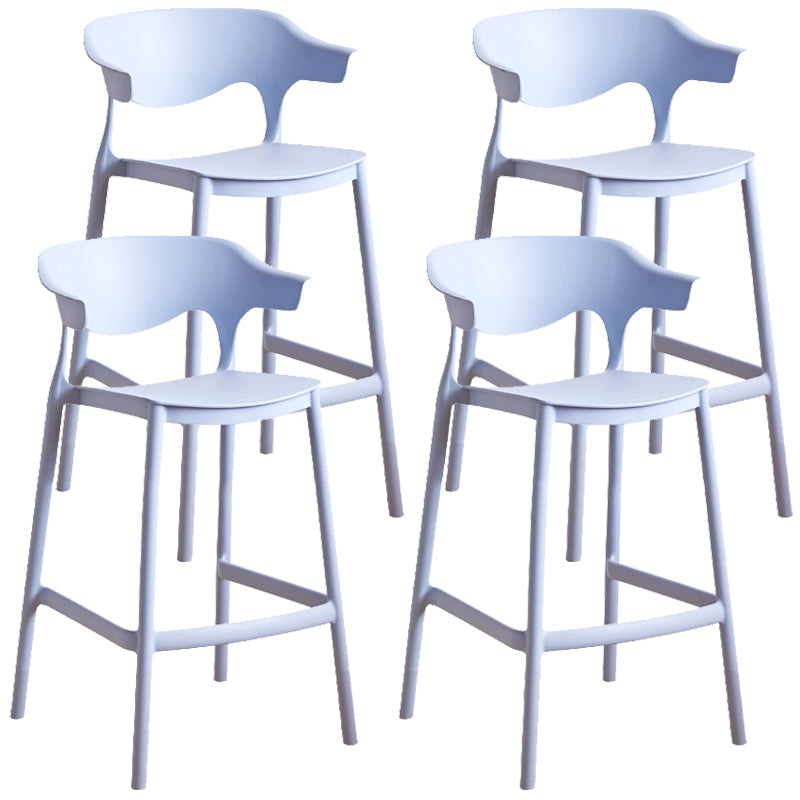 Plastic Contemporary Kitchen Dining Room Arm Stool Low Back Bar Stool Light Blue Set of 4 Counter Stool(26"H) Clearhalo 'Bar Furniture' 'Bar Stools' 'bar_stools' 'Furniture' 'furniture_bar_stools' 'Kitchen & Dining Furniture' 4769340