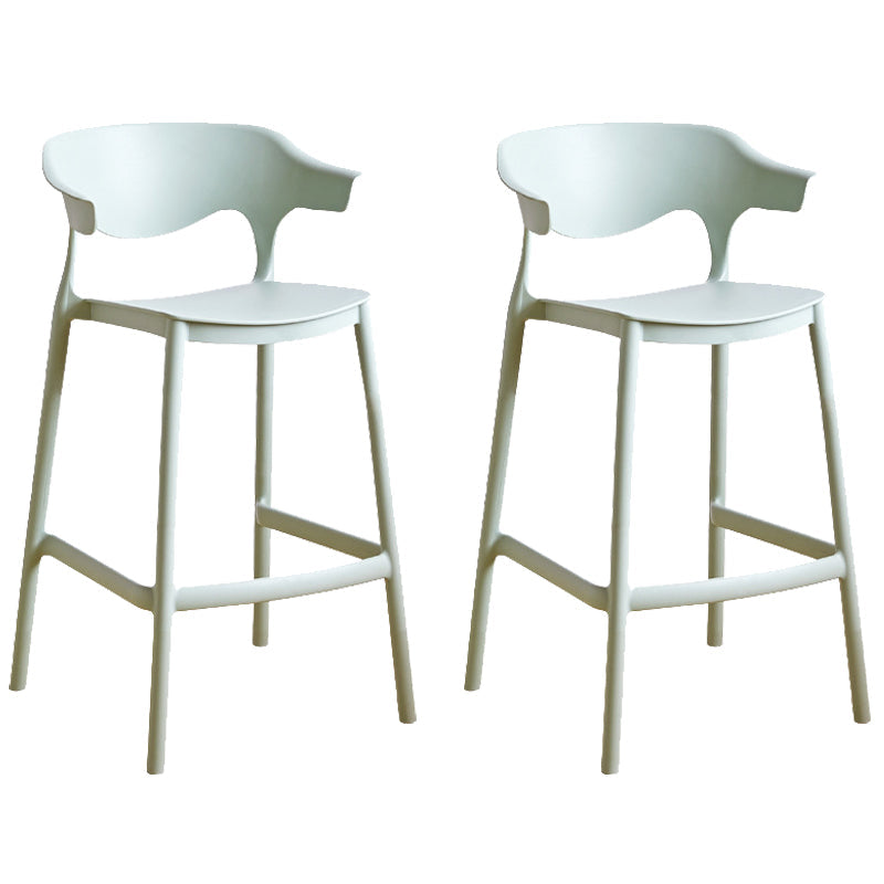 Plastic Contemporary Kitchen Dining Room Arm Stool Low Back Bar Stool Green Set of 2 Counter Stool(26"H) Clearhalo 'Bar Furniture' 'Bar Stools' 'bar_stools' 'Furniture' 'furniture_bar_stools' 'Kitchen & Dining Furniture' 4769342