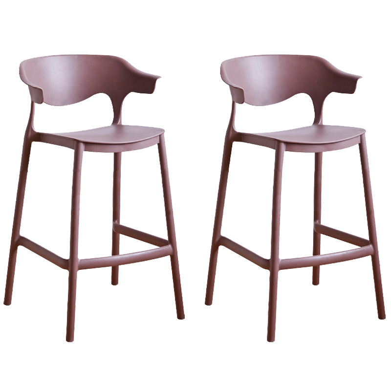 Plastic Contemporary Kitchen Dining Room Arm Stool Low Back Bar Stool Coffee Set of 2 Counter Stool(26"H) Clearhalo 'Bar Furniture' 'Bar Stools' 'bar_stools' 'Furniture' 'furniture_bar_stools' 'Kitchen & Dining Furniture' 4769345