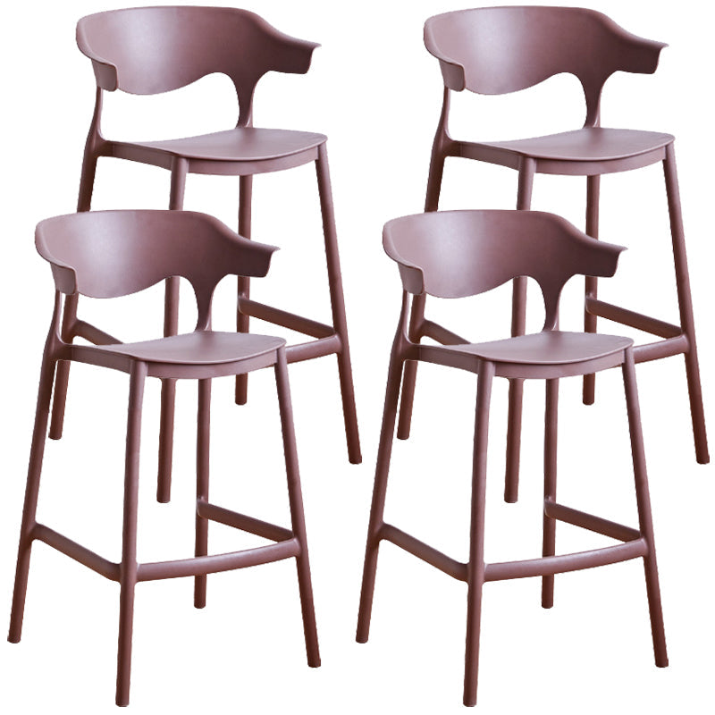 Plastic Contemporary Kitchen Dining Room Arm Stool Low Back Bar Stool Coffee Set of 4 Counter Stool(26"H) Clearhalo 'Bar Furniture' 'Bar Stools' 'bar_stools' 'Furniture' 'furniture_bar_stools' 'Kitchen & Dining Furniture' 4769346
