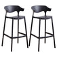 Plastic Contemporary Kitchen Dining Room Arm Stool Low Back Bar Stool Black Set of 2 Bar Stool(30"H) Clearhalo 'Bar Furniture' 'Bar Stools' 'bar_stools' 'Furniture' 'furniture_bar_stools' 'Kitchen & Dining Furniture' 4769351