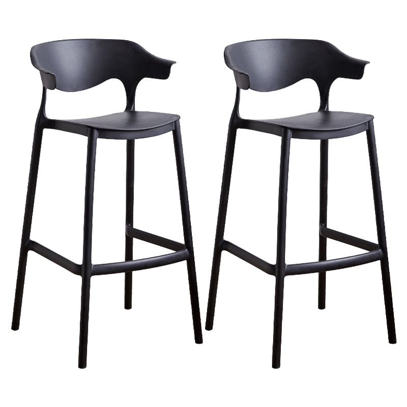 Plastic Contemporary Kitchen Dining Room Arm Stool Low Back Bar Stool Black Set of 2 Bar Stool(30"H) Clearhalo 'Bar Furniture' 'Bar Stools' 'bar_stools' 'Furniture' 'furniture_bar_stools' 'Kitchen & Dining Furniture' 4769351