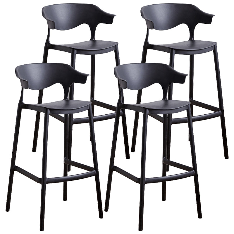 Plastic Contemporary Kitchen Dining Room Arm Stool Low Back Bar Stool Black Set of 4 Bar Stool(30"H) Clearhalo 'Bar Furniture' 'Bar Stools' 'bar_stools' 'Furniture' 'furniture_bar_stools' 'Kitchen & Dining Furniture' 4769352