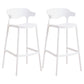 Plastic Contemporary Kitchen Dining Room Arm Stool Low Back Bar Stool White Set of 2 Bar Stool(30"H) Clearhalo 'Bar Furniture' 'Bar Stools' 'bar_stools' 'Furniture' 'furniture_bar_stools' 'Kitchen & Dining Furniture' 4769357