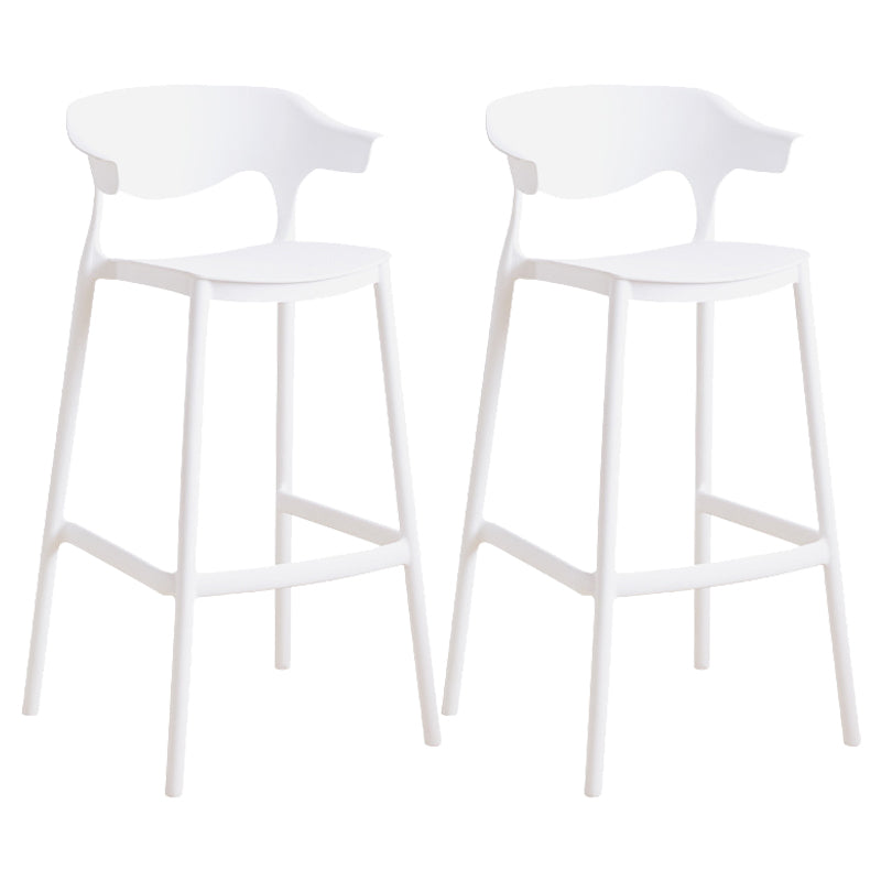 Plastic Contemporary Kitchen Dining Room Arm Stool Low Back Bar Stool White Set of 2 Bar Stool(30"H) Clearhalo 'Bar Furniture' 'Bar Stools' 'bar_stools' 'Furniture' 'furniture_bar_stools' 'Kitchen & Dining Furniture' 4769357