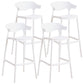 Plastic Contemporary Kitchen Dining Room Arm Stool Low Back Bar Stool White Set of 4 Bar Stool(30"H) Clearhalo 'Bar Furniture' 'Bar Stools' 'bar_stools' 'Furniture' 'furniture_bar_stools' 'Kitchen & Dining Furniture' 4769358