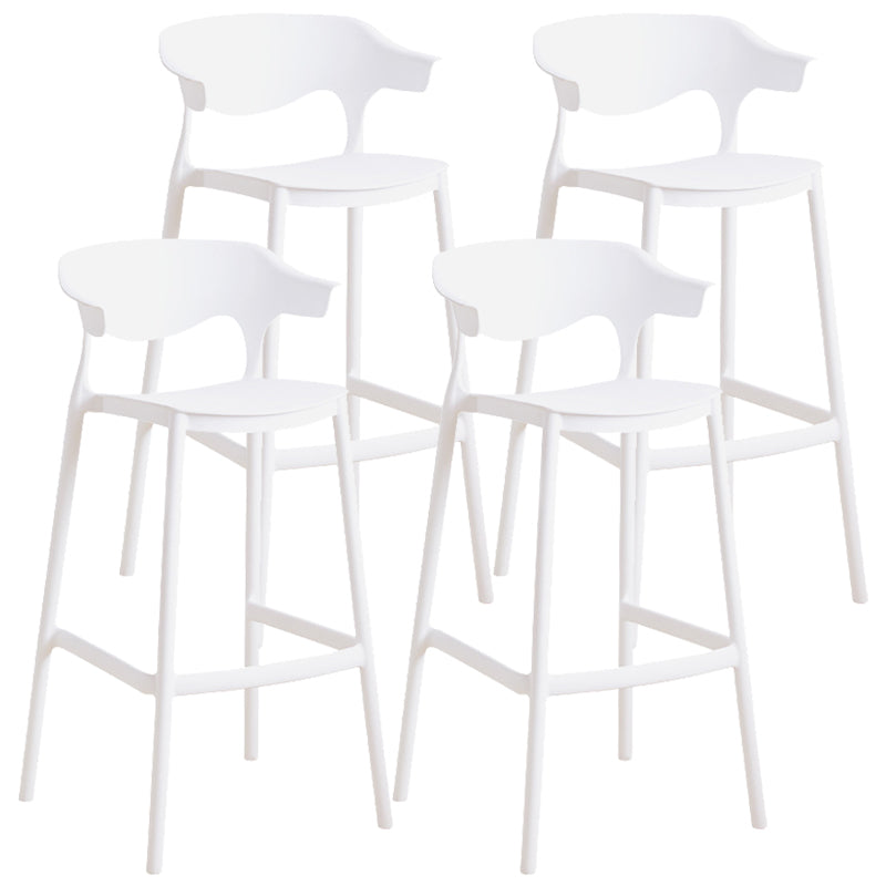 Plastic Contemporary Kitchen Dining Room Arm Stool Low Back Bar Stool White Set of 4 Bar Stool(30"H) Clearhalo 'Bar Furniture' 'Bar Stools' 'bar_stools' 'Furniture' 'furniture_bar_stools' 'Kitchen & Dining Furniture' 4769358