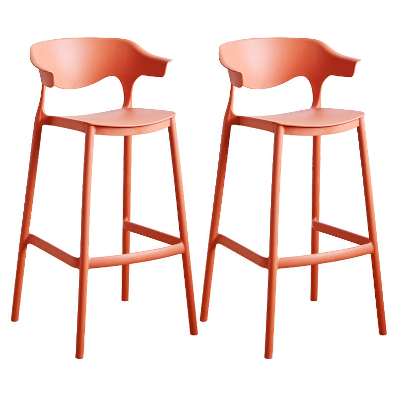 Plastic Contemporary Kitchen Dining Room Arm Stool Low Back Bar Stool Red Set of 2 Bar Stool(30"H) Clearhalo 'Bar Furniture' 'Bar Stools' 'bar_stools' 'Furniture' 'furniture_bar_stools' 'Kitchen & Dining Furniture' 4769360
