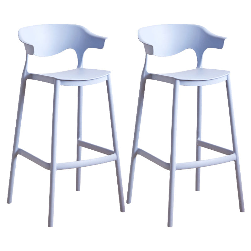 Plastic Contemporary Kitchen Dining Room Arm Stool Low Back Bar Stool Light Blue Set of 2 Bar Stool(30"H) Clearhalo 'Bar Furniture' 'Bar Stools' 'bar_stools' 'Furniture' 'furniture_bar_stools' 'Kitchen & Dining Furniture' 4769366