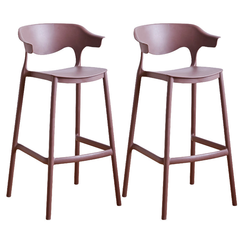 Plastic Contemporary Kitchen Dining Room Arm Stool Low Back Bar Stool Coffee Set of 2 Bar Stool(30"H) Clearhalo 'Bar Furniture' 'Bar Stools' 'bar_stools' 'Furniture' 'furniture_bar_stools' 'Kitchen & Dining Furniture' 4769372