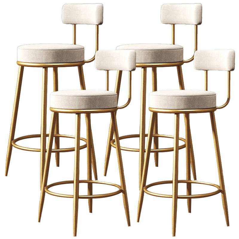 Nordic Glam Style Bar Stool Round Counter Bar Stool with Metal Legs White 4 Piece Set Clearhalo 'Bar Furniture' 'Bar Stools' 'bar_stools' 'furn' 'furn_bar_stools' 'Furniture' 'furniture_bar_stools' 'Kitchen & Dining Furniture' 4769380