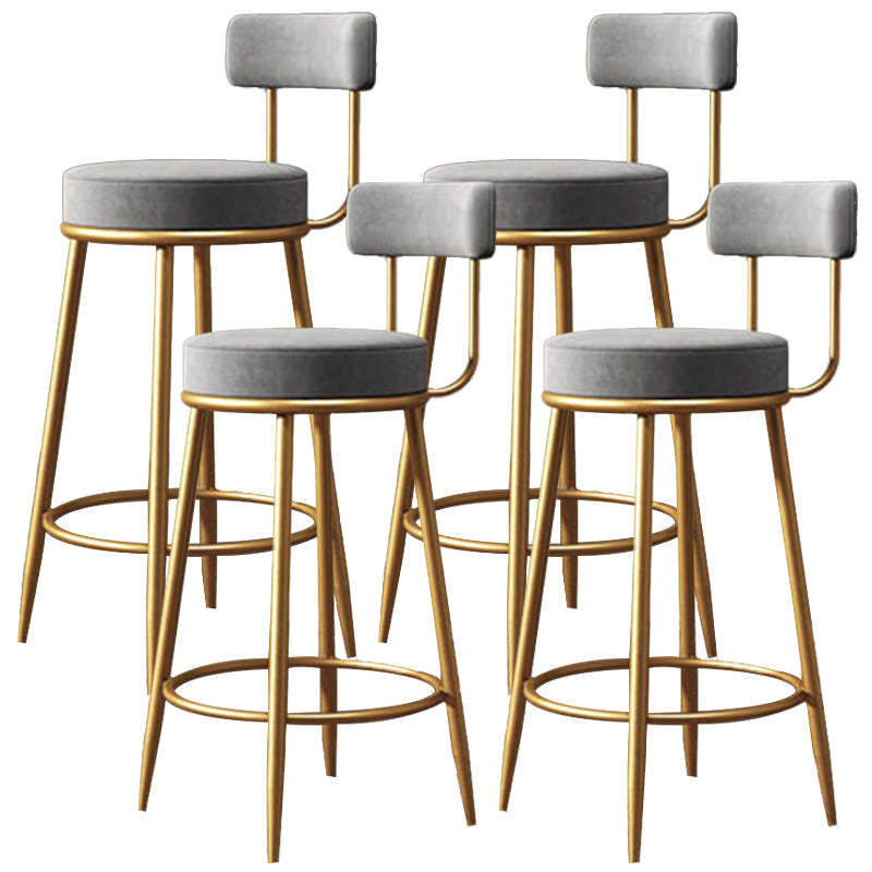 Nordic Glam Style Bar Stool Round Counter Bar Stool with Metal Legs Grey 4 Piece Set Clearhalo 'Bar Furniture' 'Bar Stools' 'bar_stools' 'furn' 'furn_bar_stools' 'Furniture' 'furniture_bar_stools' 'Kitchen & Dining Furniture' 4769389