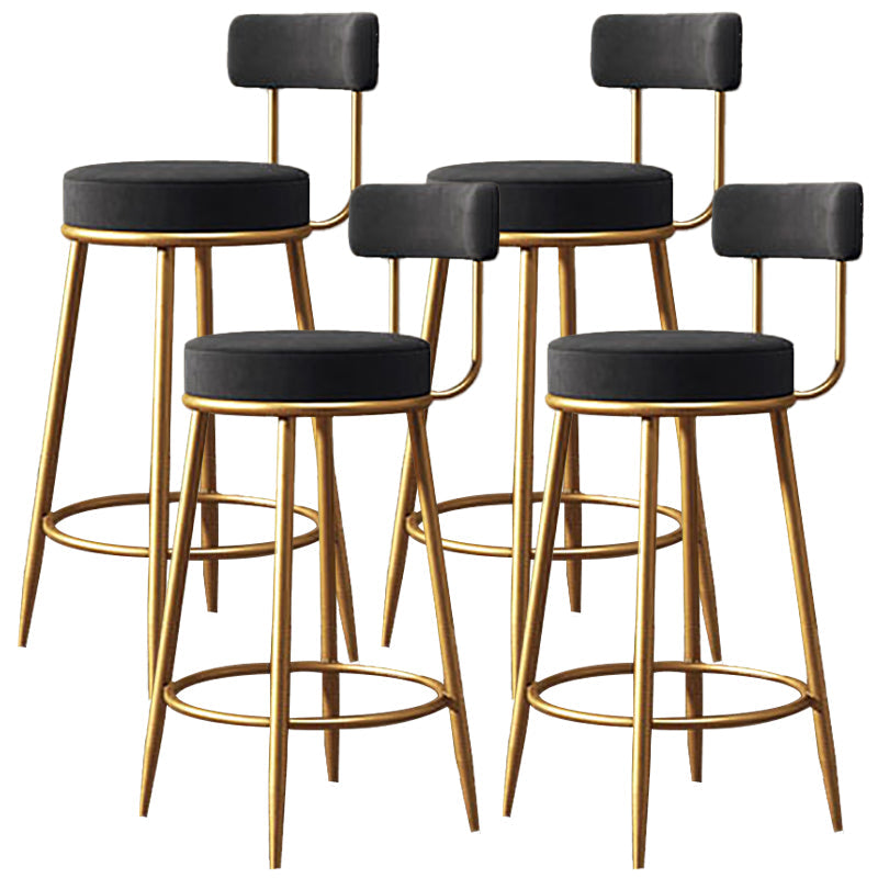 Nordic Glam Style Bar Stool Round Counter Bar Stool with Metal Legs Black 4 Piece Set Clearhalo 'Bar Furniture' 'Bar Stools' 'bar_stools' 'furn' 'furn_bar_stools' 'Furniture' 'furniture_bar_stools' 'Kitchen & Dining Furniture' 4769392