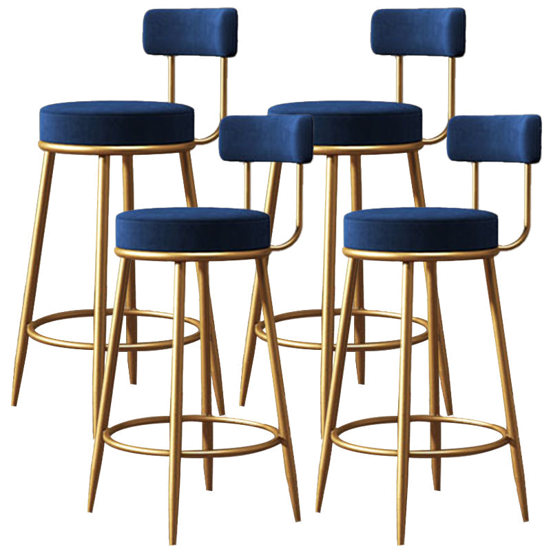 Nordic Glam Style Bar Stool Round Counter Bar Stool with Metal Legs Blue 4 Piece Set Clearhalo 'Bar Furniture' 'Bar Stools' 'bar_stools' 'furn' 'furn_bar_stools' 'Furniture' 'furniture_bar_stools' 'Kitchen & Dining Furniture' 4769393