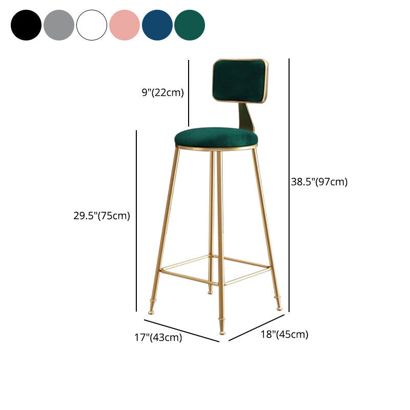 Nordic Glam Bar Stool Round Counter Bar-Stool with Metal Legs Clearhalo 'Bar Furniture' 'Bar Stools' 'bar_stools' 'furn' 'furn_bar_stools' 'Furniture' 'furniture_bar_stools' 'Kitchen & Dining Furniture' 4769419