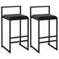 Contemporary Bar and Counter Stool Low Back Stool with Sled Base Black 2 Piece Set Counter Stool(26"H) Clearhalo 'Bar Furniture' 'Bar Stools' 'bar_stools' 'furn' 'furn_bar_stools' 'Furniture' 'furniture_bar_stools' 'Kitchen & Dining Furniture' 4769423