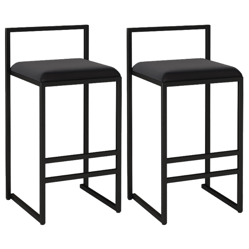 Contemporary Bar and Counter Stool Low Back Stool with Sled Base Black 2 Piece Set Counter Stool(26"H) Clearhalo 'Bar Furniture' 'Bar Stools' 'bar_stools' 'furn' 'furn_bar_stools' 'Furniture' 'furniture_bar_stools' 'Kitchen & Dining Furniture' 4769423