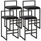 Contemporary Bar and Counter Stool Low Back Stool with Sled Base Black 4 Piece Set Counter Stool(26"H) Clearhalo 'Bar Furniture' 'Bar Stools' 'bar_stools' 'furn' 'furn_bar_stools' 'Furniture' 'furniture_bar_stools' 'Kitchen & Dining Furniture' 4769425