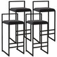 Contemporary Bar and Counter Stool Low Back Stool with Sled Base Black 4 Piece Set Bar Stool(30"H) Clearhalo 'Bar Furniture' 'Bar Stools' 'bar_stools' 'furn' 'furn_bar_stools' 'Furniture' 'furniture_bar_stools' 'Kitchen & Dining Furniture' 4769431