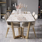 Glam 1/4/5/7 Pieces Dinette Set with White Sintered Stone Top Scalable Dining Table Set 5 Pieces: Table, 4 Chairs Clearhalo 'Dining Room Sets' 'Dining Tables & Seating' 'dining_room_set' 'furn' 'furn_dining_room_set' 'Furniture' 'furniture_dining_room_set' 'Kitchen & Dining Furniture' 4769459