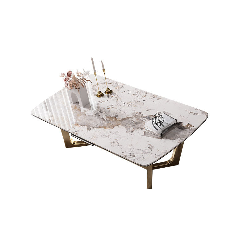 Glam 1/4/5/7 Pieces Dinette Set with White Sintered Stone Top Scalable Dining Table Set White 59"L x 35"W Clearhalo 'Dining Room Sets' 'Dining Tables & Seating' 'dining_room_set' 'furn' 'furn_dining_room_set' 'Furniture' 'furniture_dining_room_set' 'Kitchen & Dining Furniture' 4769465