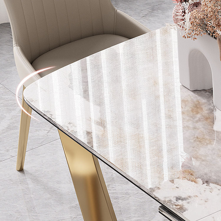 Glam 1/4/5/7 Pieces Dinette Set with White Sintered Stone Top Scalable Dining Table Set Clearhalo 'Dining Room Sets' 'Dining Tables & Seating' 'dining_room_set' 'furn' 'furn_dining_room_set' 'Furniture' 'furniture_dining_room_set' 'Kitchen & Dining Furniture' 4769466