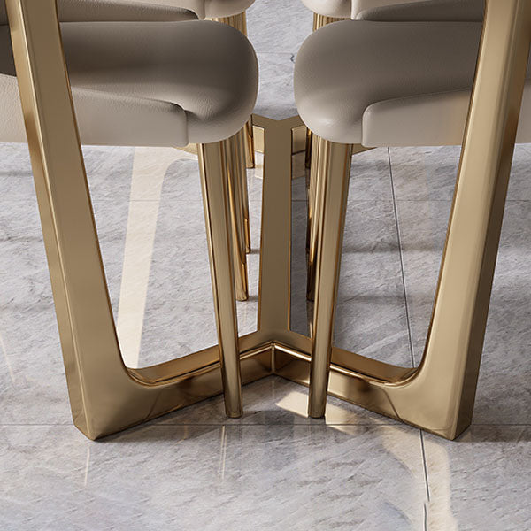 Glam 1/4/5/7 Pieces Dinette Set with White Sintered Stone Top Scalable Dining Table Set Clearhalo 'Dining Room Sets' 'Dining Tables & Seating' 'dining_room_set' 'furn' 'furn_dining_room_set' 'Furniture' 'furniture_dining_room_set' 'Kitchen & Dining Furniture' 4769468