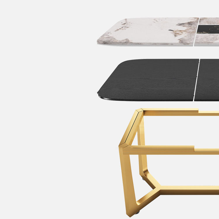 Glam 1/4/5/7 Pieces Dinette Set with White Sintered Stone Top Scalable Dining Table Set Clearhalo 'Dining Room Sets' 'Dining Tables & Seating' 'dining_room_set' 'furn' 'furn_dining_room_set' 'Furniture' 'furniture_dining_room_set' 'Kitchen & Dining Furniture' 4769469