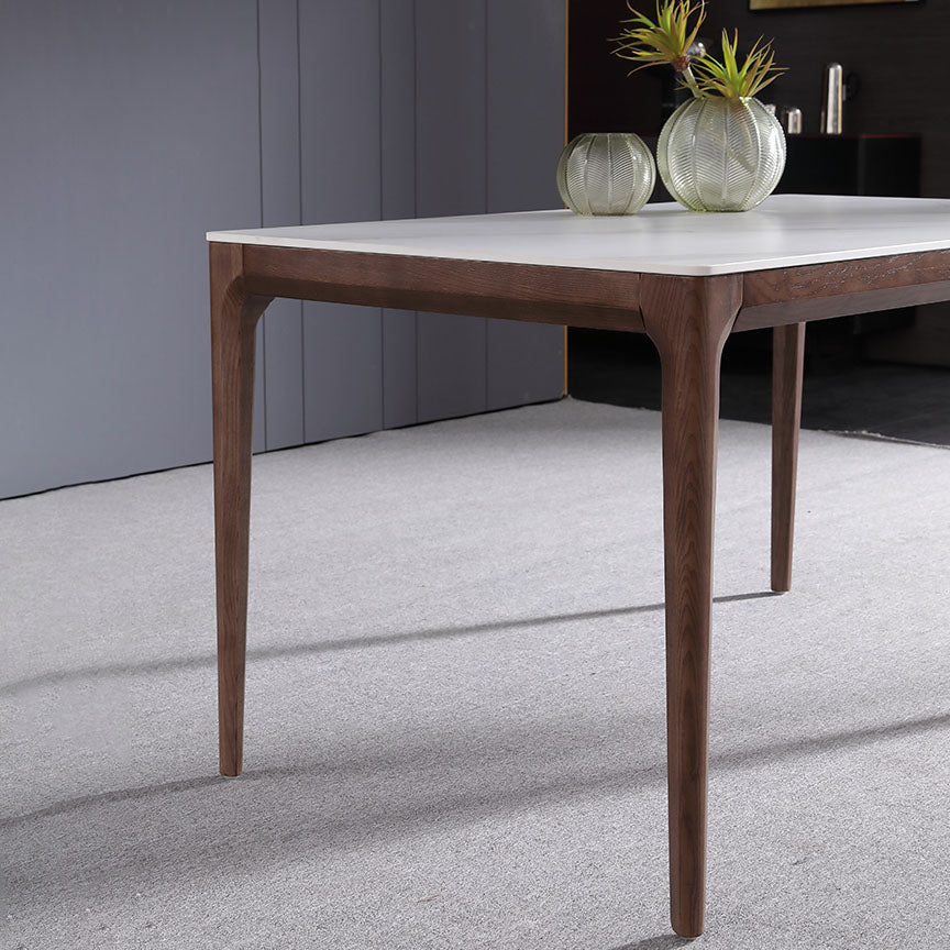 Modern 1/4/7 Pieces Dinette Set with White Sintered Stone Top Ash Wood Dining Table Set Clearhalo 'Dining Room Sets' 'Dining Tables & Seating' 'dining_room_set' 'furn' 'furn_dining_room_set' 'Furniture' 'furniture_dining_room_set' 'Kitchen & Dining Furniture' 4769478