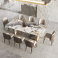 Luxury 1/2/3/4/5/6/8/9 Pieces Dining Set Sintered Stone Dining Table with Leather Chairs 9 Pieces: Table, 8 Chairs Clearhalo 'Dining Room Sets' 'Dining Tables & Seating' 'dining_room_set' 'furn' 'furn_dining_room_set' 'Furniture' 'furniture_dining_room_set' 'Kitchen & Dining Furniture' 4769491