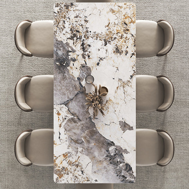 Luxury 1/2/3/4/5/6/8/9 Pieces Dining Set Sintered Stone Dining Table with Leather Chairs Clearhalo 'Dining Room Sets' 'Dining Tables & Seating' 'dining_room_set' 'furn' 'furn_dining_room_set' 'Furniture' 'furniture_dining_room_set' 'Kitchen & Dining Furniture' 4769495