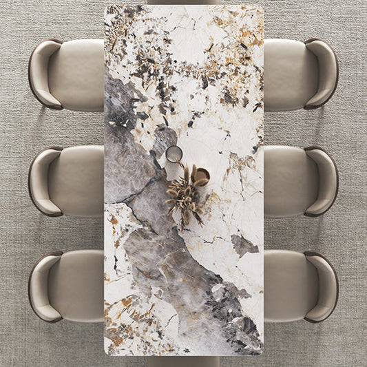 Luxury 1/2/3/4/5/6/8/9 Pieces Dining Set Sintered Stone Dining Table with Leather Chairs Clearhalo 'Dining Room Sets' 'Dining Tables & Seating' 'dining_room_set' 'furn' 'furn_dining_room_set' 'Furniture' 'furniture_dining_room_set' 'Kitchen & Dining Furniture' 4769495