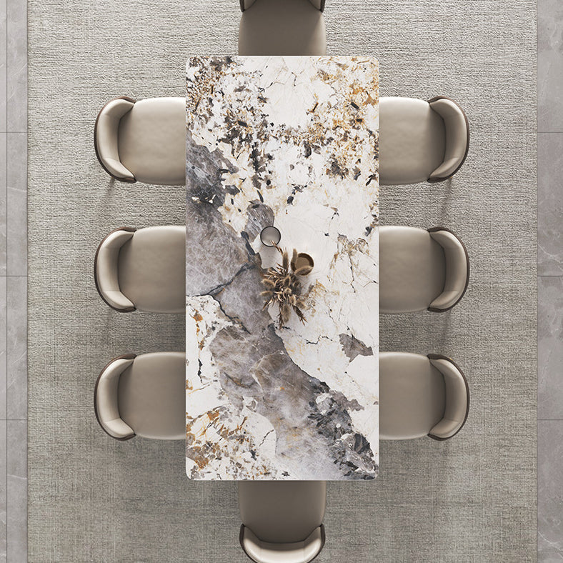 Luxury 1/2/3/4/5/6/8/9 Pieces Dining Set Sintered Stone Dining Table with Leather Chairs Clearhalo 'Dining Room Sets' 'Dining Tables & Seating' 'dining_room_set' 'furn' 'furn_dining_room_set' 'Furniture' 'furniture_dining_room_set' 'Kitchen & Dining Furniture' 4769499