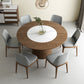 Modern 1/4/7 Pieces Round Dinette Set Ash Wood Dining Table Set with Stone Turntable 7 Pieces: Table, 6 Chairs Clearhalo 'Dining Room Sets' 'Dining Tables & Seating' 'dining_room_set' 'furn' 'furn_dining_room_set' 'Furniture' 'furniture_dining_room_set' 'Kitchen & Dining Furniture' 4769505