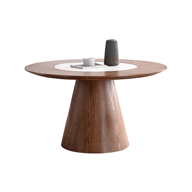 Modern 1/4/7 Pieces Round Dinette Set Ash Wood Dining Table Set with Stone Turntable Clearhalo 'Dining Room Sets' 'Dining Tables & Seating' 'dining_room_set' 'furn' 'furn_dining_room_set' 'Furniture' 'furniture_dining_room_set' 'Kitchen & Dining Furniture' 4769506