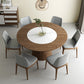 Modern 1/4/7 Pieces Round Dinette Set Ash Wood Dining Table Set with Stone Turntable Clearhalo 'Dining Room Sets' 'Dining Tables & Seating' 'dining_room_set' 'furn' 'furn_dining_room_set' 'Furniture' 'furniture_dining_room_set' 'Kitchen & Dining Furniture' 4769510